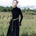 Load image into Gallery viewer, [Big Blue Dragon Series] ★China style dress★ Velvet changeover slimming black black slit
