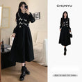 Load image into Gallery viewer, [CHUNYU Series] ★Dress★ Switchable long sleeve dress Floral pattern Black Black Large size Slimming and improving your temperament
