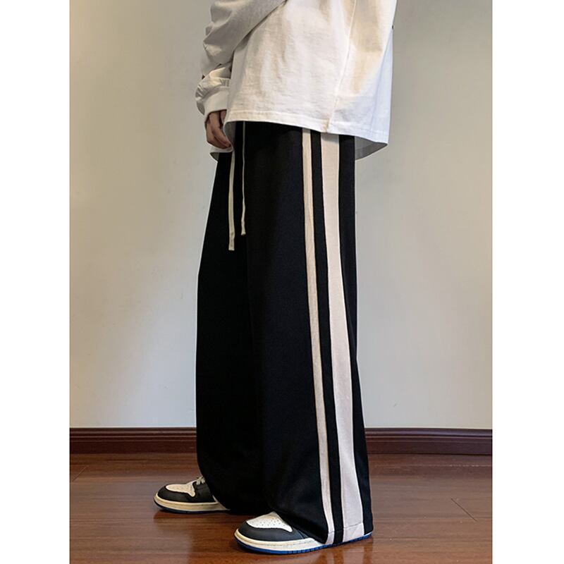 [SENSU Series]★Casual Pants★ 3color Bottoms Pants Unisex Men's Vertical Striped Striped Pattern Black Beige Coffee Color