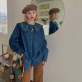 Load image into Gallery viewer, [KEKELI Series]★Shirt★ Tops Cute Collar Embroidery Blue Blue Ladies Fashion ML XL 2XL
