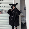 Load image into Gallery viewer, [Miyakoya Series] ★Coat + Hat★ Trench coat Black Black autumn/winter coat Thick, warm, loose, cute
