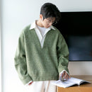 [CHICERRO series]★Sweater★ 2color tops fake layered unisex men's blue green