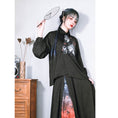 Load image into Gallery viewer, [Ancient monster house ---biting pattern series] ★China style shirt★ Switching print switching Black Black Harajuku style
