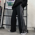 Load image into Gallery viewer, [Style Series]★Trousers★ Casual pants, unisex, brushed lining available, vertical stripes, gaucho pants, gaucho black, black
