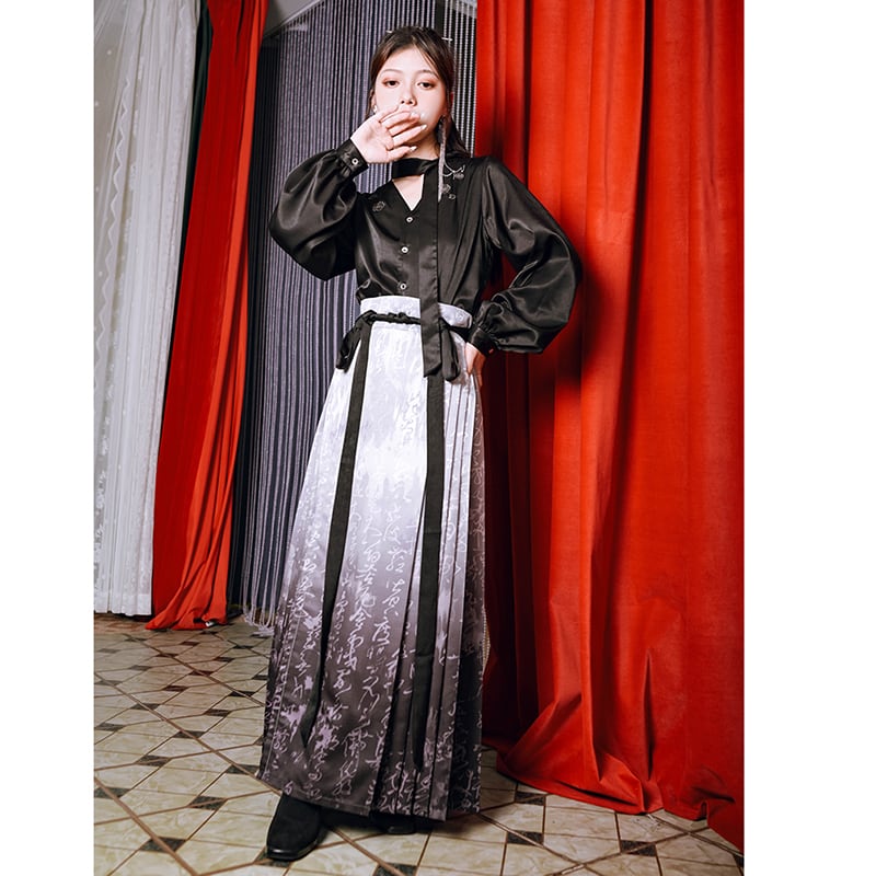 [Kokaisha---Shinkyo Series] ★Chinese style skirt★ 2color Maki skirt gradation Hanfu skirt Chinese elements