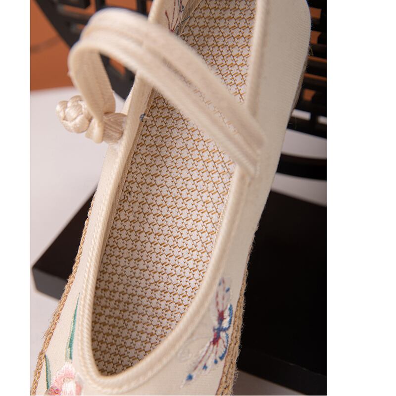 [BULUOYI Series]★Embroidered shoes★ 2color Chinese shoes Chinese dress shoes Beige Black Original