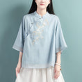 Load image into Gallery viewer, [Qing Series]★Chinese style tops★ 4color Chinese style shirt, Chinese clothes, summer clothes, Chinese clothes, Tang clothes, blue, white, pink
