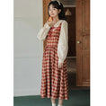 Load image into Gallery viewer, [MEIYI Series] ★One Piece★ Ladies Plaid Faux Layered Commuting Date Red Red
