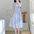 Load image into Gallery viewer, [NIHUO series] ★China style dress★ Plaid party short sleeves blue blue XS SML slimming
