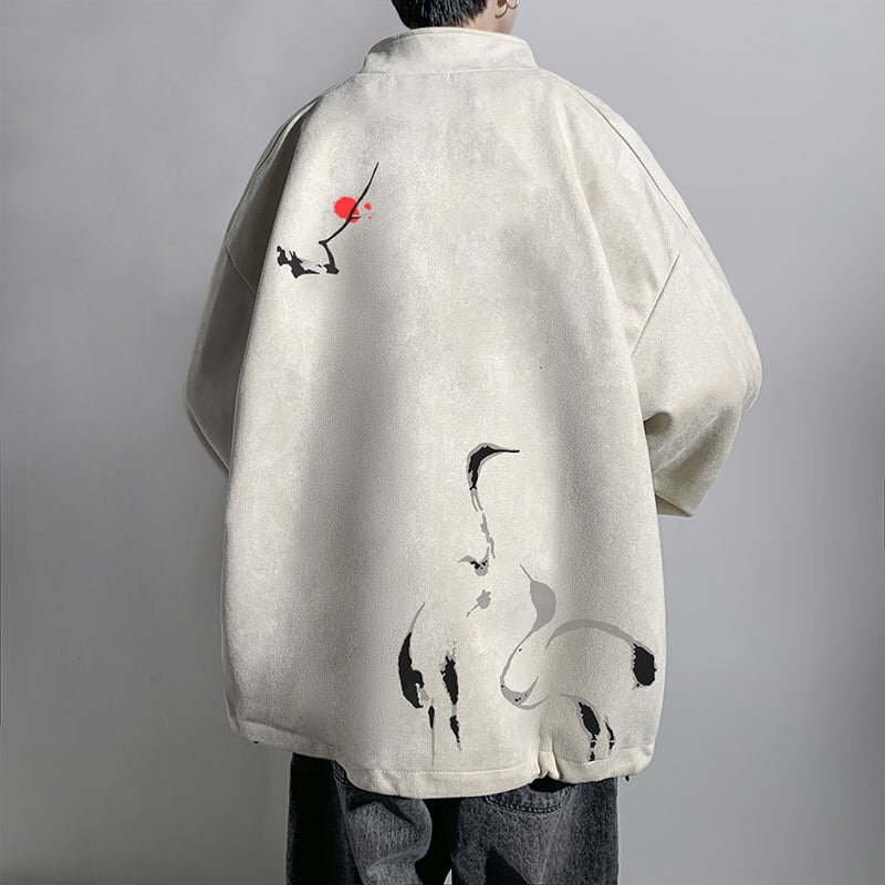 [WUSHE Series]★China style outerwear★ 4color jacket casual ink pattern unisex men's large size