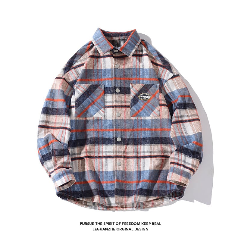 [BIGEMAN Series]★Shirt★ 2color Tops Long Sleeve Shirt Plaid Pattern Unisex Men's Large Size