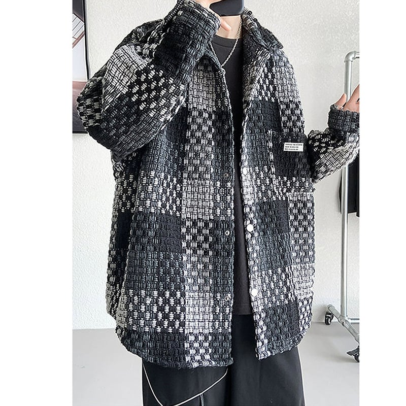 [PPG series] ★Jacket★ 2color outer plaid pattern unisex men's large size