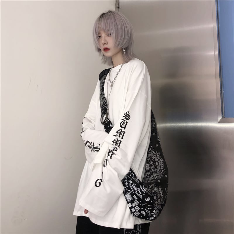 [Style Series]★T-shirt★ Tops 2color Alphabet Loose Black White Black White Unisex Couple Clothes Men's