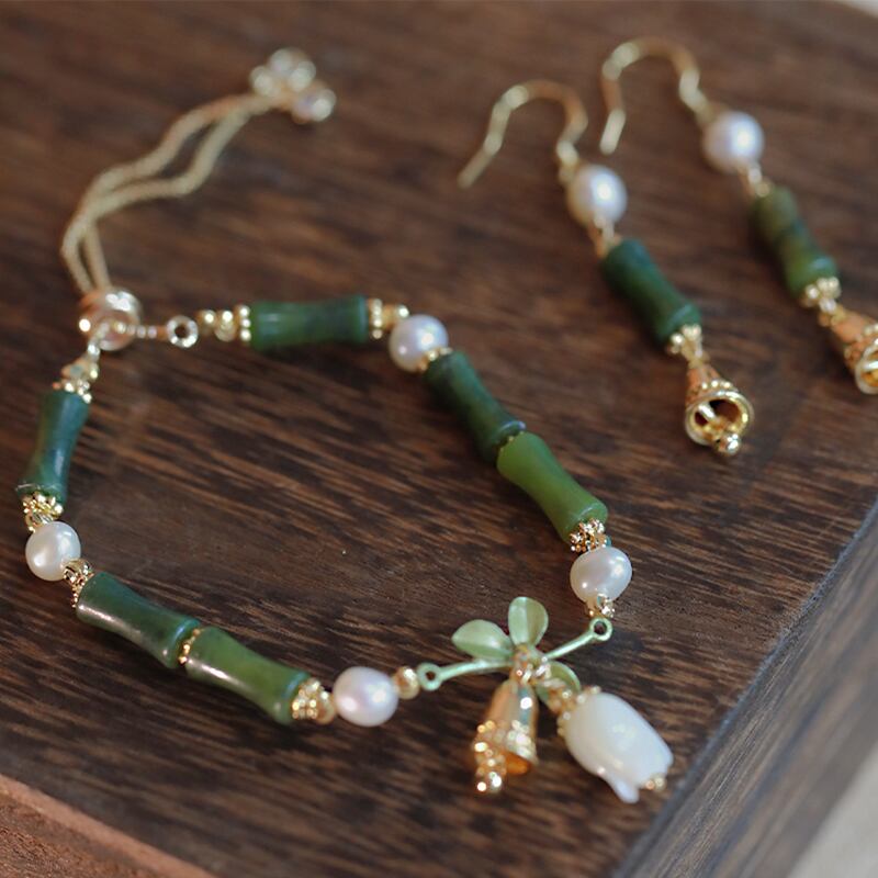 [SOME Series]★Bracelet or earring★ Chinese style earrings Bamboo Chinese style bracelet Ladies accessories