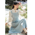 Load image into Gallery viewer, [Calligraphy series] ★Chinese style dress★ Embroidery fake layered republican style color scheme Blue Blue SML XL
