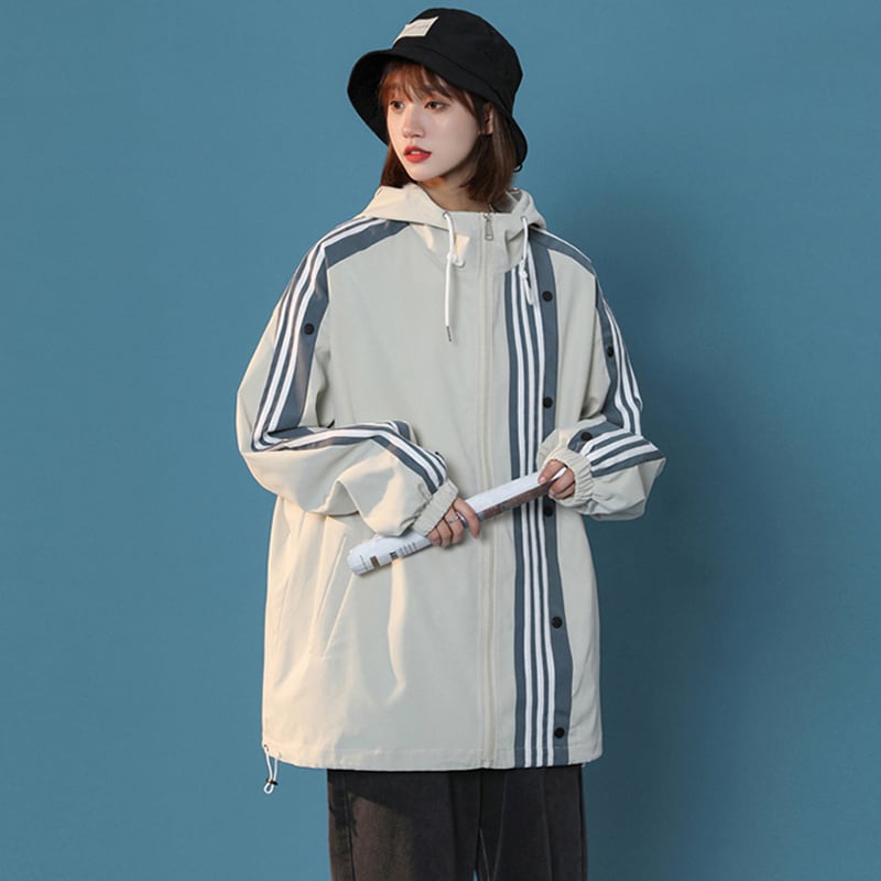 [Fujiman Series] ★Jacket★ Outerwear 3color Beige or Blue or Black Vertical Pattern Fashion Large Size