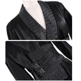 Load image into Gallery viewer, [Da Qinglong Shu Series] ★Chinese style dress + belt★ Long length Chinese clothes Improved Han clothes V neck Switching Black Black
