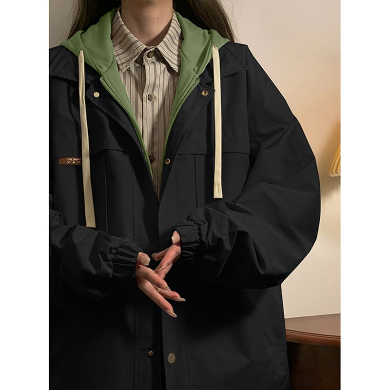 [SENSU Series]★Jacket★ 2color Outerwear Unisex Men's Faux Layered Black