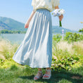 Load image into Gallery viewer, [Shirasu Series] ★Skirt★ Bottoms 2color Elastic Waist Plain Ladies Date Improves Temperament Easy to Match Simple Blue Pink
