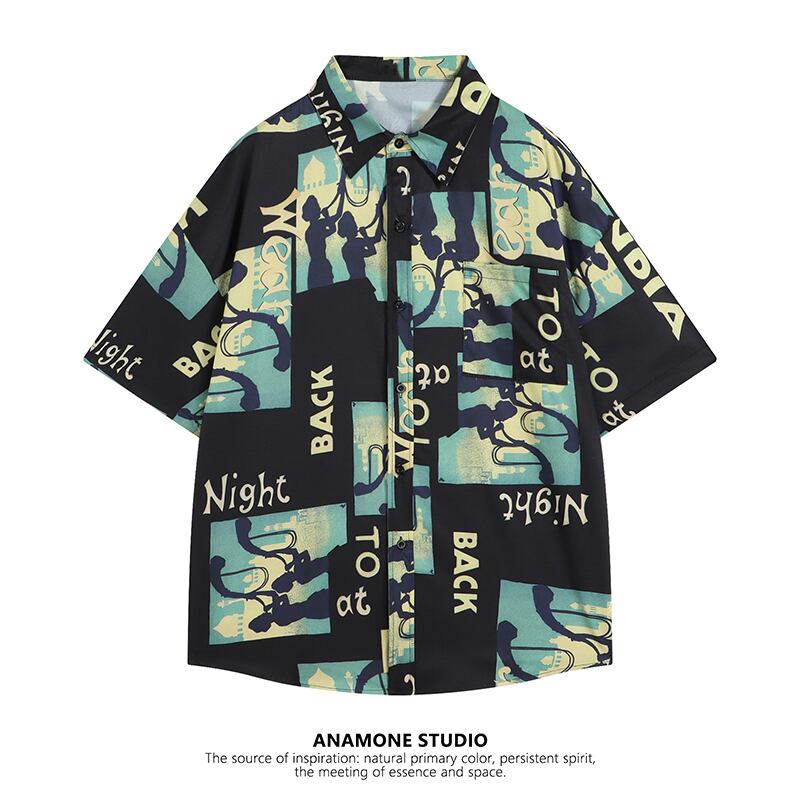 [ANAMONE STUDIO Series]★Shirt★ 2color Tops Short Sleeve Shirt Unisex Men's Thin Cool