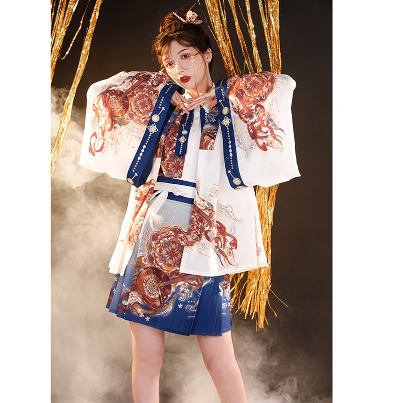 [Dust Smoke Cloud Dream --- Biwa Song Series] ★China style skirt★ Bottoms, wind skirt, Chinese elements, Chinese clothes, print, cute