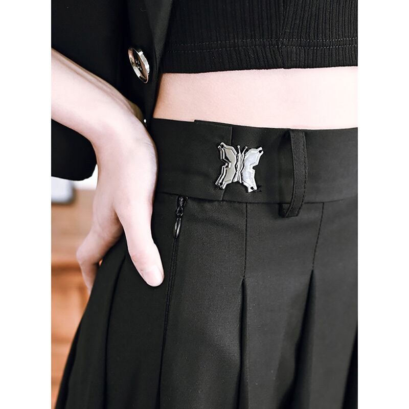 [Kokaisha---Kabunji series] ★China style skirt★ Bottoms Plain Easy to match Black Black S M L XL