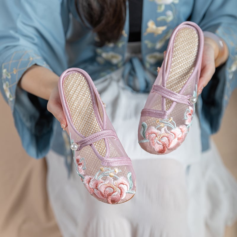 [BAIQIN Series]★Embroidered shoes★ Size 34-40 3color Shoes Chinese style shoes Summer Thin Retro Cool