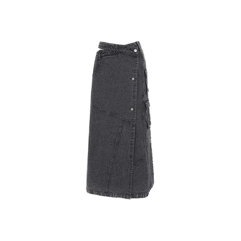 [Daiseiryusu Series] ★China style skirt★ Bottoms Denim skirt Long skirt Slit