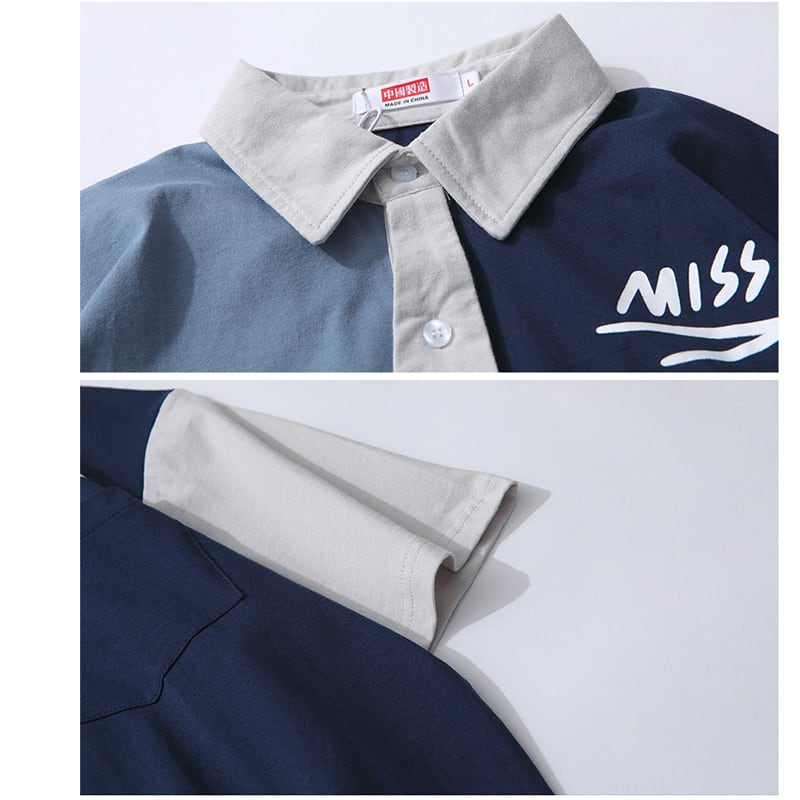 [MYJRENNZ Series] ★Tops★ POLO shirt 2color POLO neck unisex men's tops color scheme cotton cute