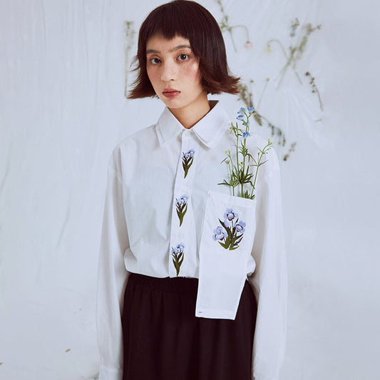 [Yangji Great Dream Series]★China Style Shirt★ Tops Ichihatsu Embroidery Original Long Sleeve Shirt Fashion