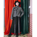 Load image into Gallery viewer, [Kokaisha---Ochienura Series] ★China style coat★ Lasha Quilted Winter Coat Short Length Gray
