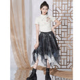 Load image into Gallery viewer, [Kyoto series]★China style skirt★ 2color bottoms chiffon irregular cute easy to match white black
