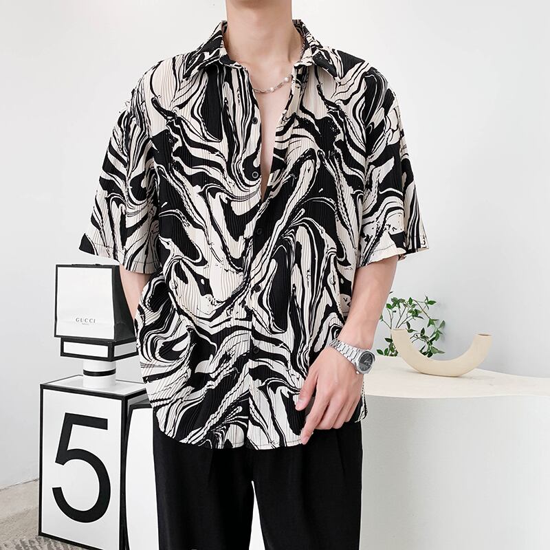 [ZHUIYI Series]★Shirt★ 4color Tops Unisex Men's Large Size Cool Easy to Match Aloha Shirt