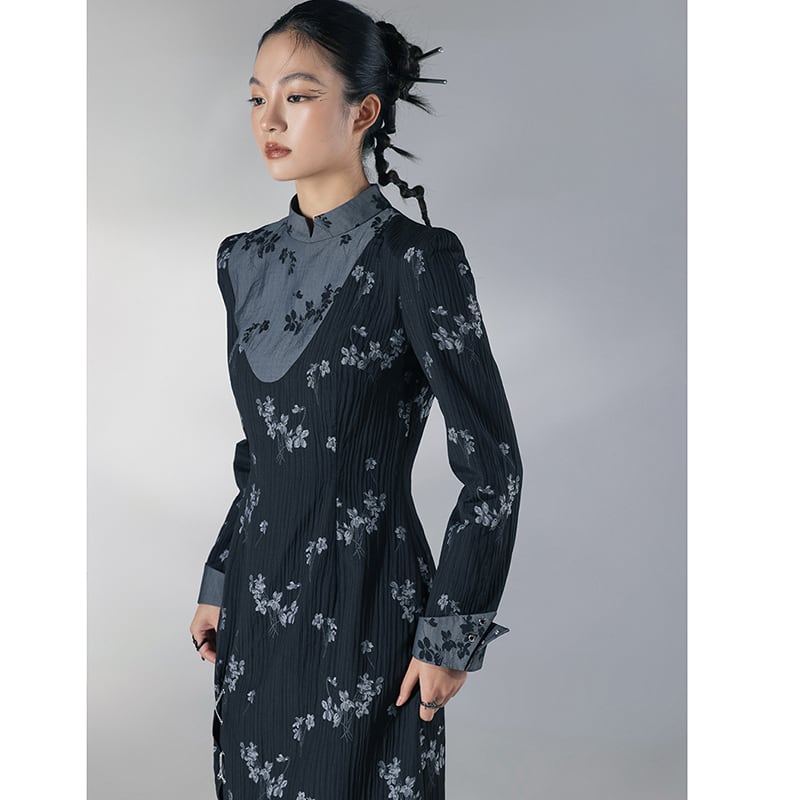 [Da Qinglong Shu Series] ★Chinese style dress★ Chinese clothes, floral pattern, improved cheongsam dress, slimming wear, photo shoot, party