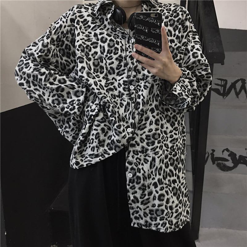 [Mapogo Series] ★Retro Shirt★ Leopard Print Tops Harajuku Style Fashion Easy to Match Couple Clothes