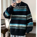 Load image into Gallery viewer, [ZUOFEILI Series] ★Sweater★ 2color Knit Tops Oil Painting Style Horizontal Stripes Striped Pattern Color Unisex Men's
