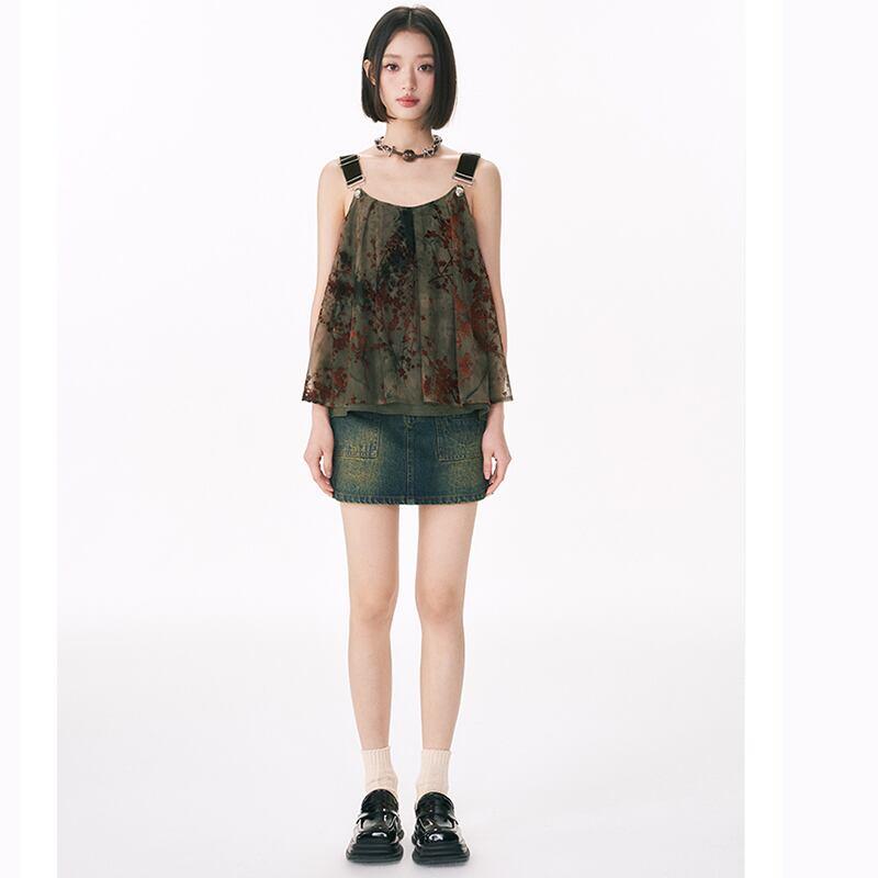 [Yangji Great Dream Series]★China style tank top★Camisole sexy slimming original green summer clothes