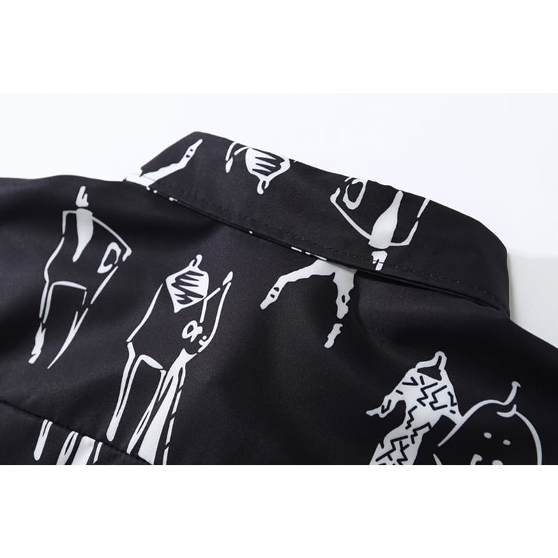 [BEAT BOY Series]★Shirt★ Tops Spring Clothes Thin ML XL 2XL Unisex Men's Retro Black Black