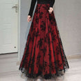 Load image into Gallery viewer, [HUANXIAOMO series] ★Floral pattern skirt★ 3 colors, 3 lengths available, large size, red, black
