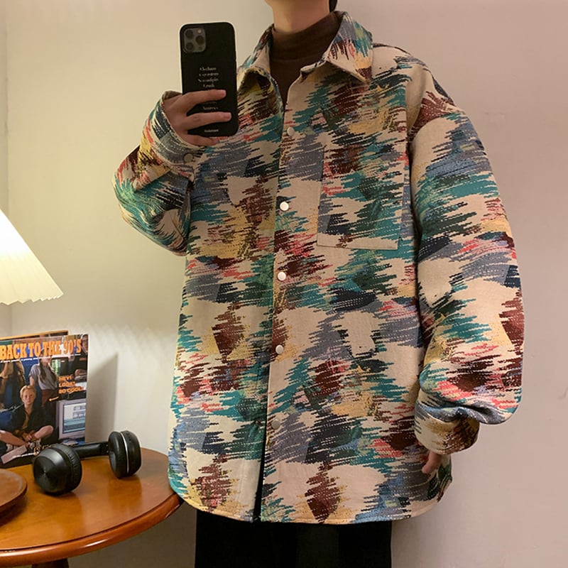 [PPDJ Series]★Jacket★ Outerwear, oil painting style, unisex, men's, large size, cool, easy to match