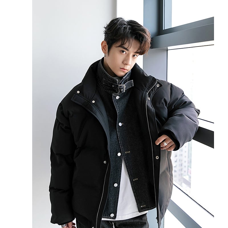 [CHICERRO series] ★Coat with cotton insert★ 2color fake layered winter coat outerwear thick unisex men's cool