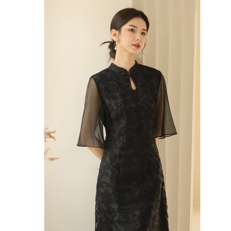 [FENDAI Series]★Chinese style dress★ Improved Chinese dress Summer clothes Elegant Chinese clothes Tang suit Black Black