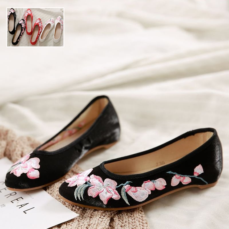 3colors Embroidery shoes Handmade shoes Chinese shoes Chinese style shoes Chinese style buttons Tang-style Hanfu shoes Ethnic style Retro canvas Rubber 35 36 37 38 39 40 41 White Red Black White Red Black