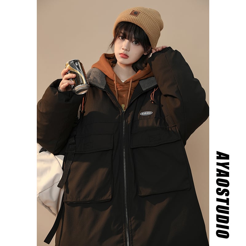 [Morimoto Series] ★Winter Coat★ Cotton Coat 3 colors Thick Warm Unisex Men's Loose Blue Green Black