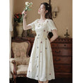 Load image into Gallery viewer, [Jinkyoku Series] ★One Piece★ Embroidered Dress, Short Sleeve, Cute, Ladies, Date, Designed, Improves Temperament, Stylish
