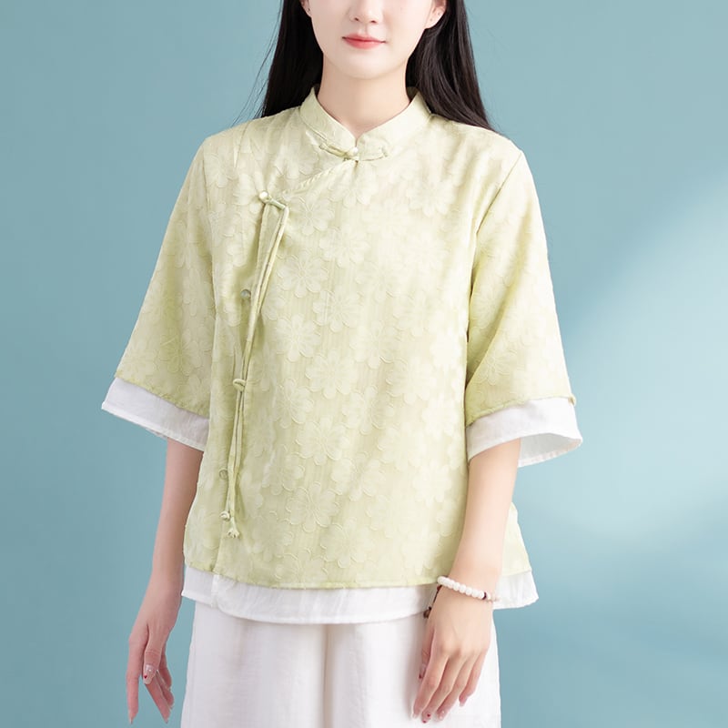 [Qing Series]★Chinese style tops★ 4color Chinese style shirt, Chinese clothes, summer clothes, cool, floral pattern, improves your temperament