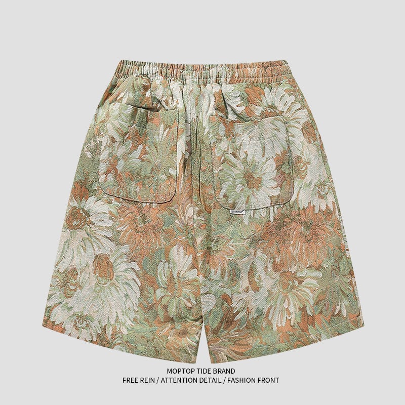 [WH Teacher Series] ★Shorts★ 2color Bottoms Oil Painting Style Casual Shorts Unisex Men's Summer Clothes Yellow Green Blue