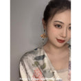 Load image into Gallery viewer, [Minami Xiaojie Series]★China style earring★Retro Pair Earrings or Earrings Fan Bamboo Green Green Gold Improve your temperament
