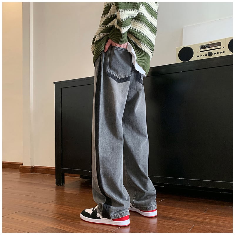 [V37 Series]★Denim Pants★ 2color Bottoms Unisex Men's Trousers Casual Simple Easy to Match