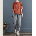 Load image into Gallery viewer, [Qing series] ★China style tops★ 4 colors cotton linen POLO neck white blue red orange
